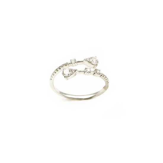 14K White Gold Diamond Bypass Ring