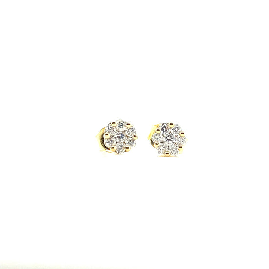 Yellow gold cluster diamond Studs