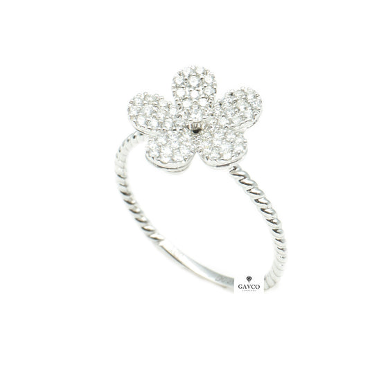 14K White Gold Nail Ring with Diamond Accents