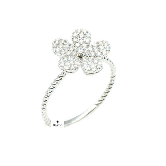 14K White Gold Nail Ring with Diamond Accents