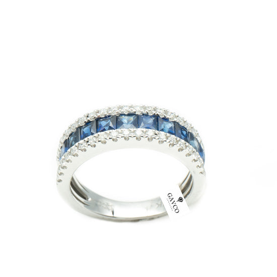 14K White Gold Blue Topaz and Diamond Halo Ring
