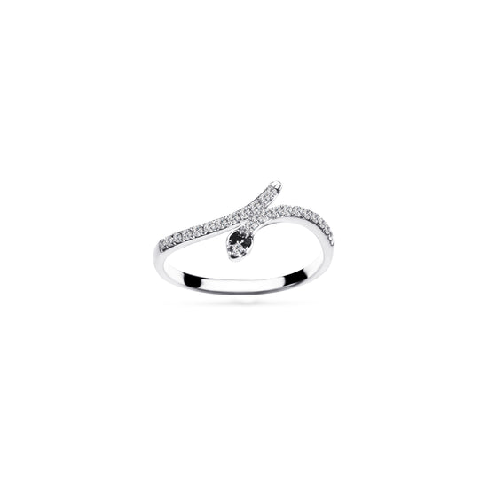 14K White Gold Diamond & Sapphire Snake Ring