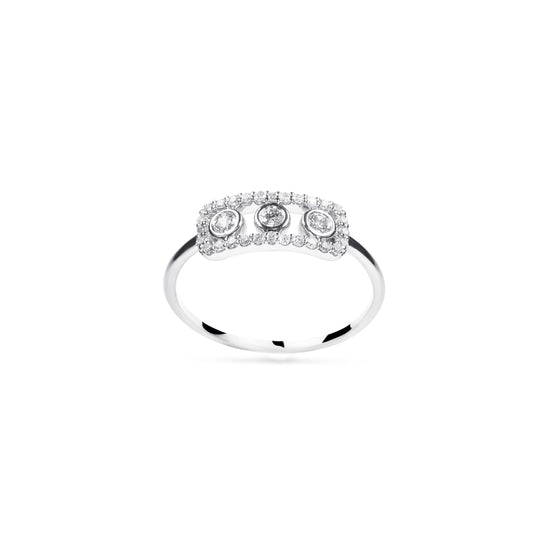 14K White Gold Rectangular Floating Diamond Ring