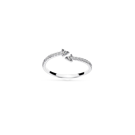 14K White Gold Diamond Open Arrow Ring