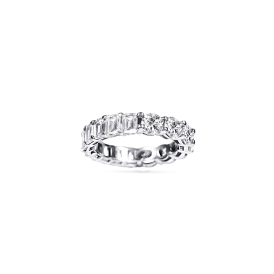 14K Round & Baguette Diamond Eternity Ring