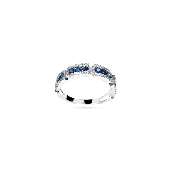 14K White Gold Diamond and Sapphire Infinity Ring