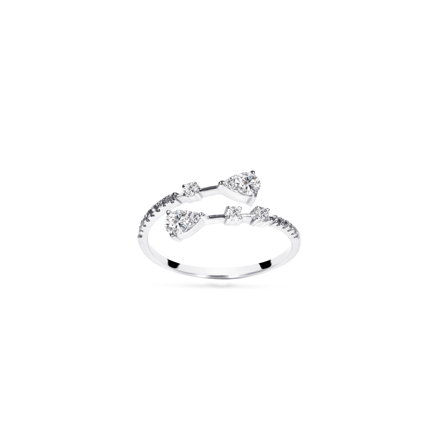 14K white gold Diamond Bypass Ring