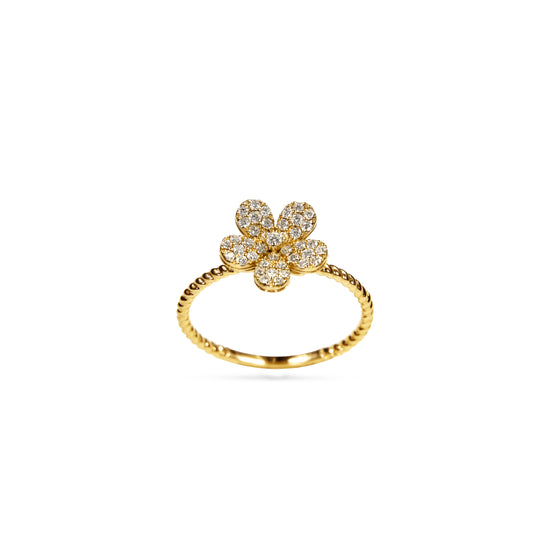 18K Rose Gold Diamond Flower Ring