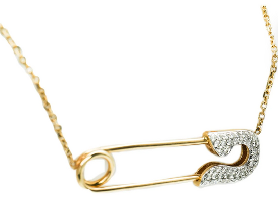 Yellow Gold Med Pin Necklace