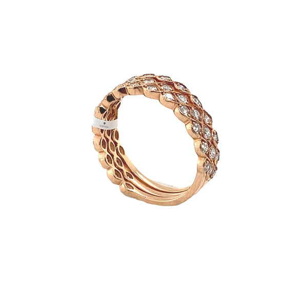 Elegant 14K Rose Gold Stackable Diamond Fashion Ring