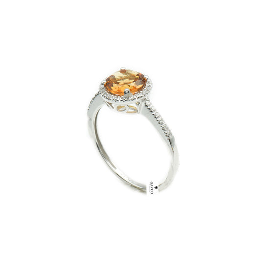 14K White Gold London Blue Topaz and Diamond Halo Ring