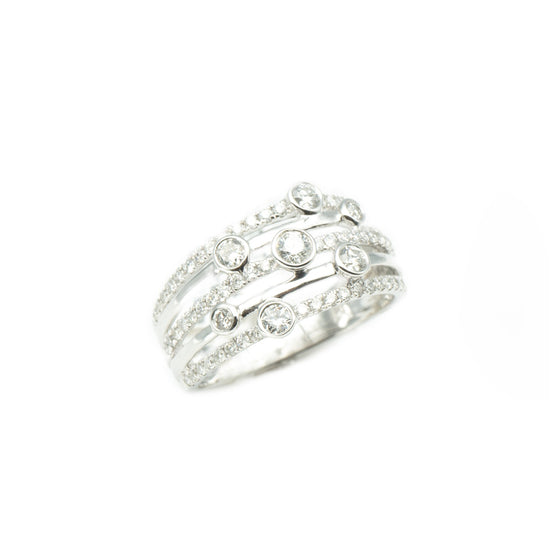 14K White Gold Multi-Band Diamond Fashion Ring