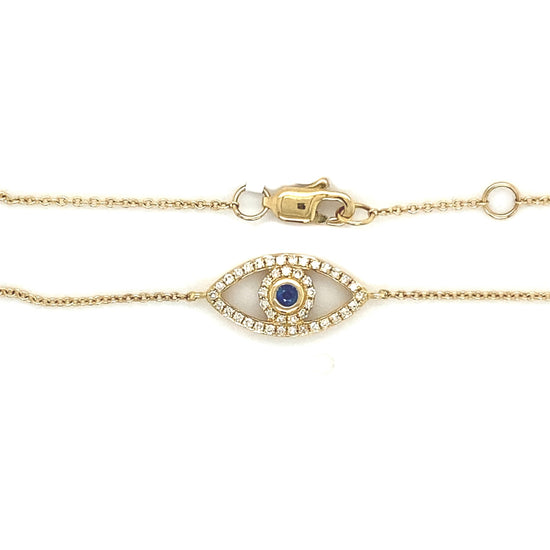 14K Yellow Gold Sapphire and Diamond Evil Eye Bracelet