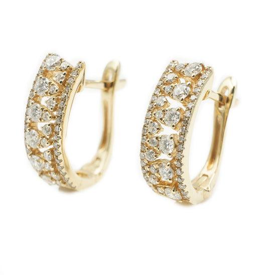14K Yellow Gold Diamond Lever back Earrings with Illusion Pear Design