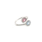 14K White Gold Diamond and Tourmaline Pear Bypass Ring