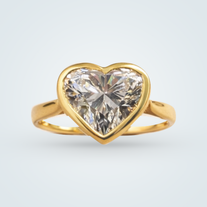 14k Yellow Gold Heart Diamond Ring