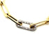 14K yellow gold diamond paperclip bracelet, close-up of a diamond-set link