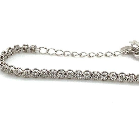 14K White Gold Bezel Set Resizable Diamond Tennis Bracelet