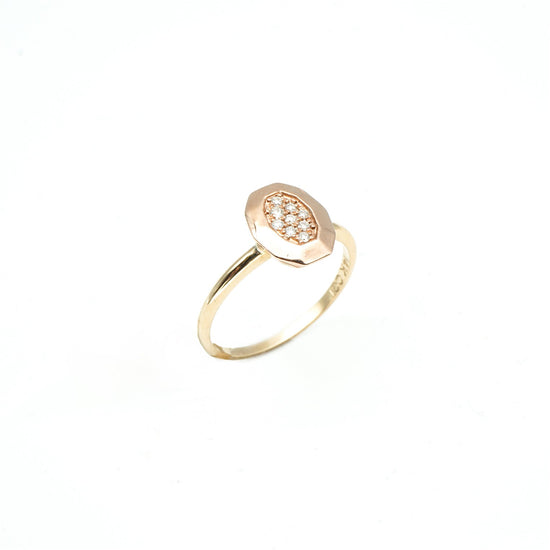 14K Rose Gold Diamond Hexagon Fashion Ring