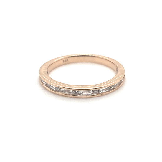 14K Rose Gold Baguette Diamond Wedding Band