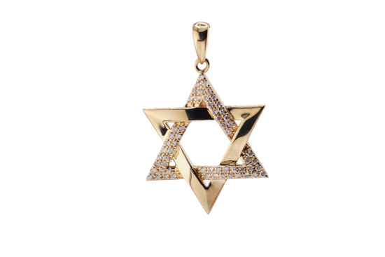 14K Yellow Gold Diamond Star of David Pendant