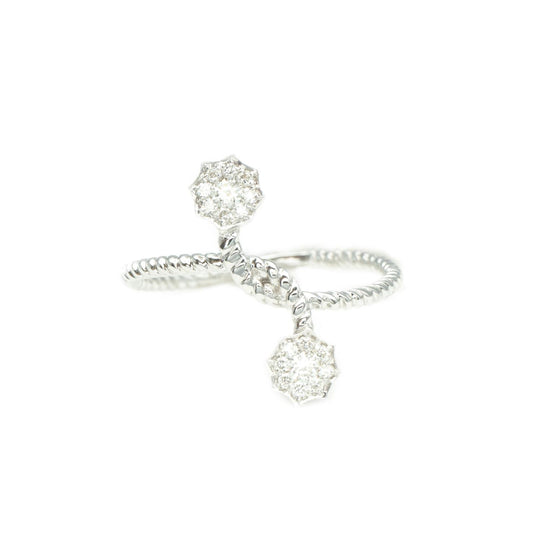 Floral Diamond Cluster Bypass Ring
