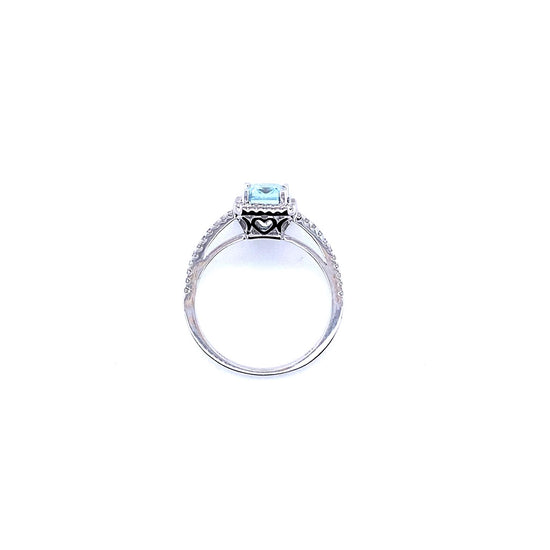 Diamond and aqua marine ring.