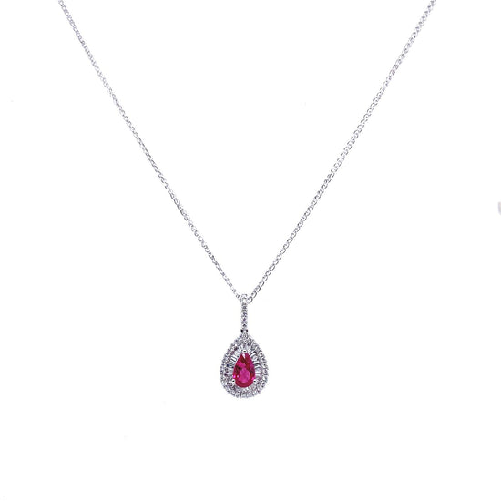 Ladies diamond and ruby pendant necklace.