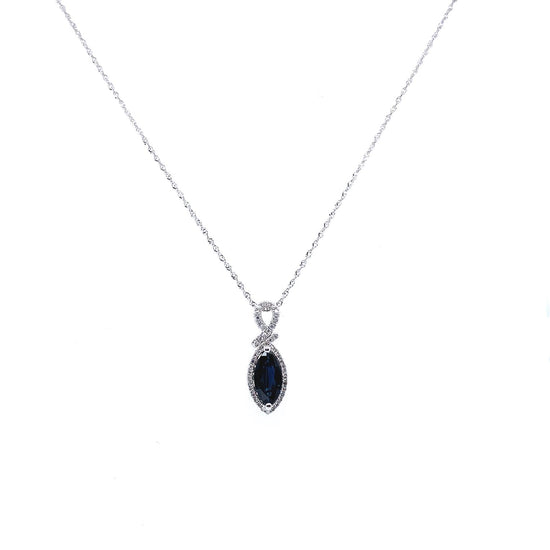 Ladies diamond and natural sapphire necklace.