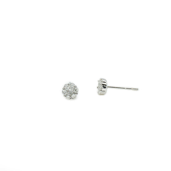 White gold cluster diamond Studs
